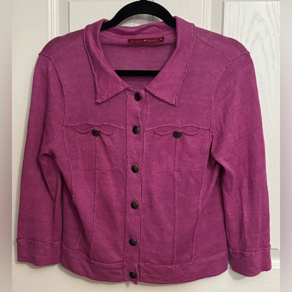 Krimson Klover | Purple/Pink Orchid Cardigan Jacket Sweater Linen Sz‎ M